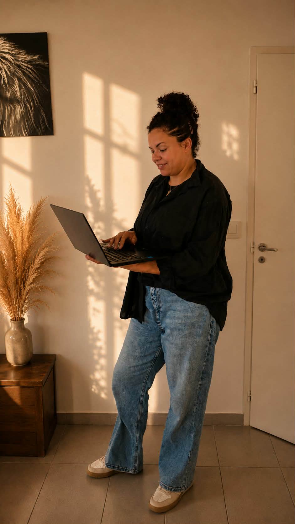 Brittany Dreano au travail, en fin de journée
